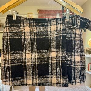Urban Outfitters Wool Like Plaid Wrap Mini Skirt